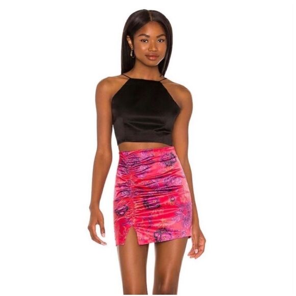 NWT Free People Avas Print Miniskirt in Deep Magenta Combo - Picture 4 of 16